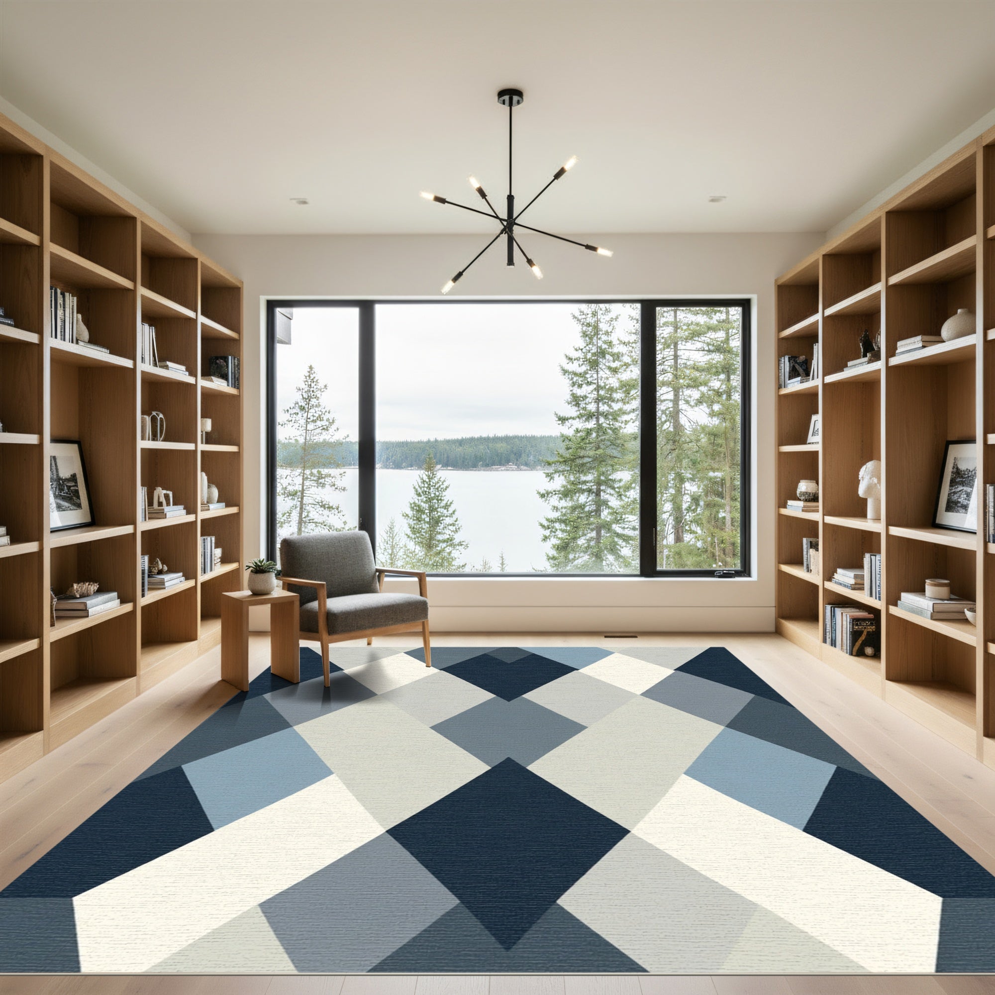 Modern Geometric Diamond Color Block Rug
