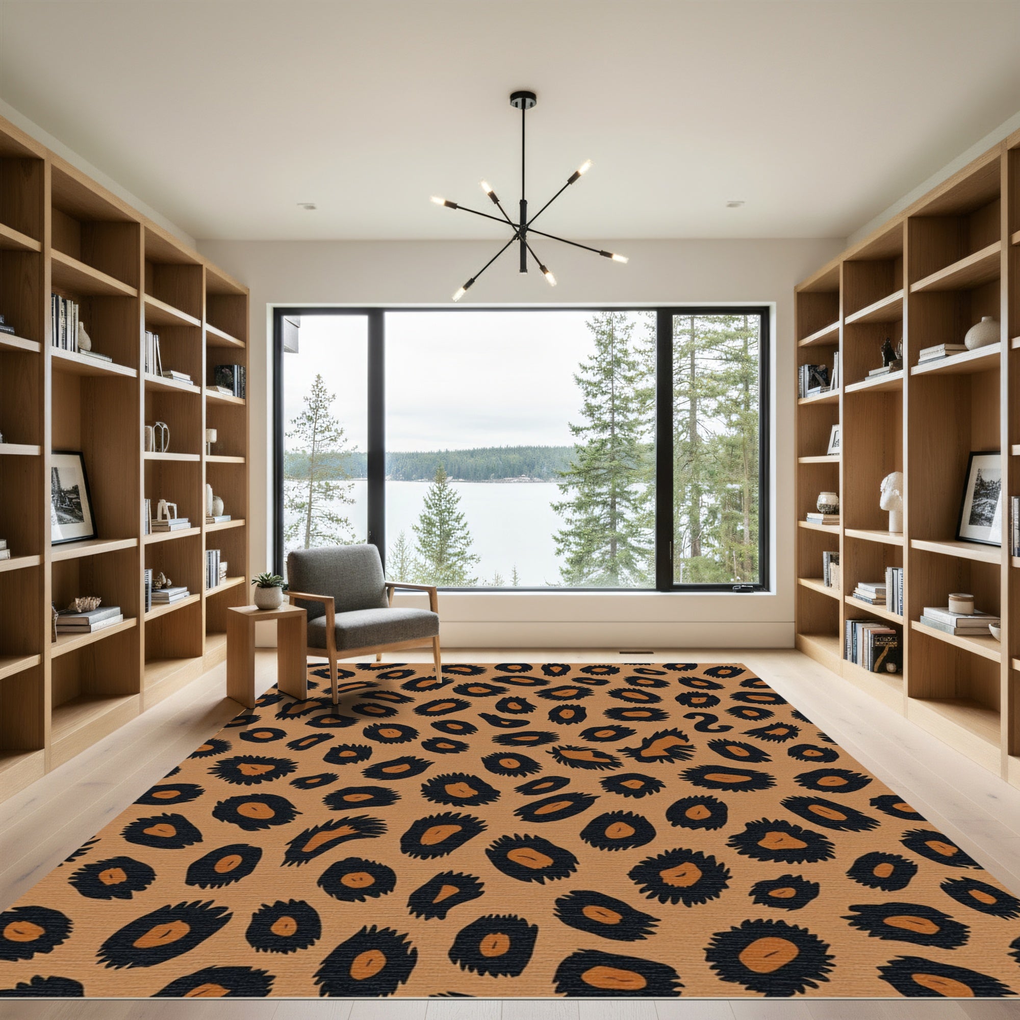 Brown Black Jaguar Spots Rug