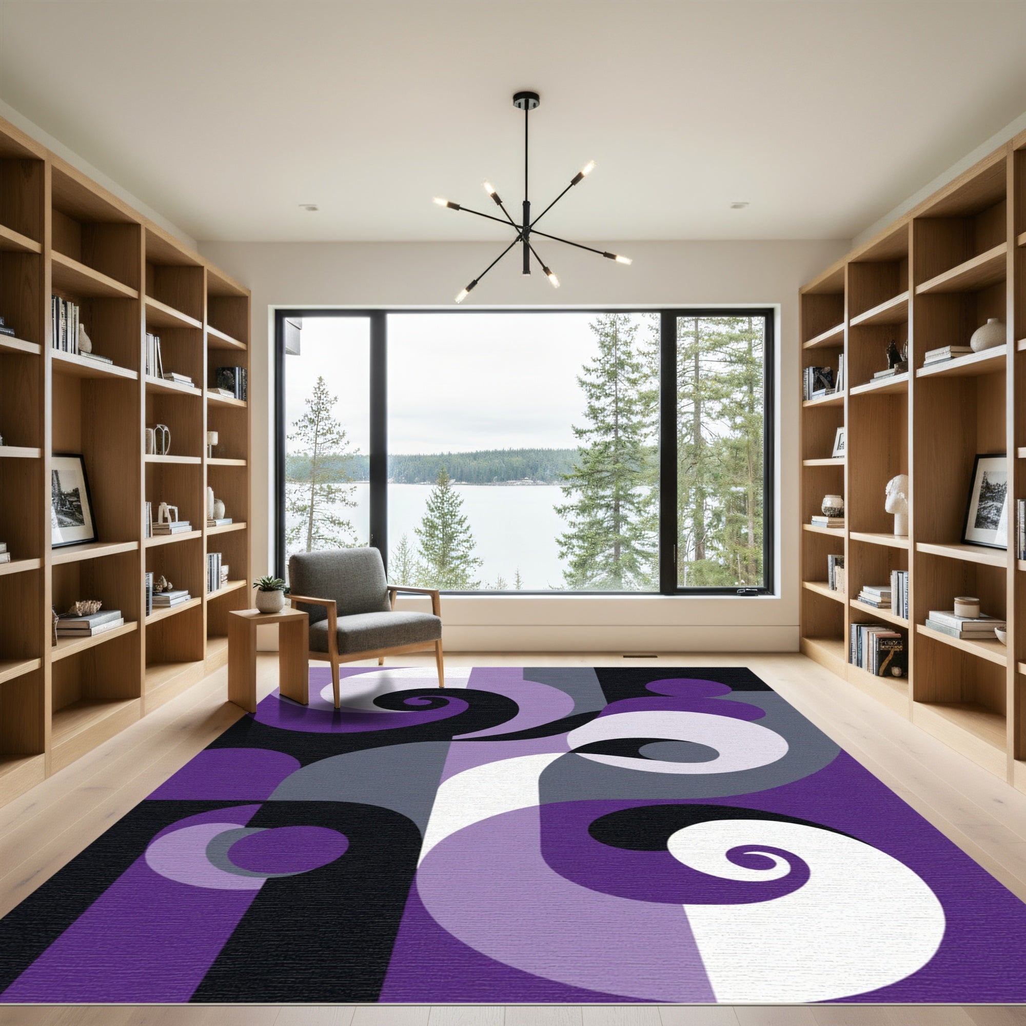 Purple Swirl Geometric Abstract Rug