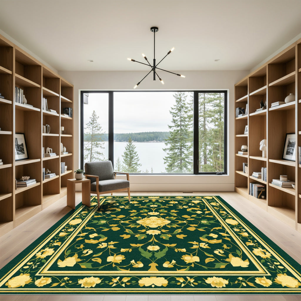 Emerald Green Floral Palace Rug