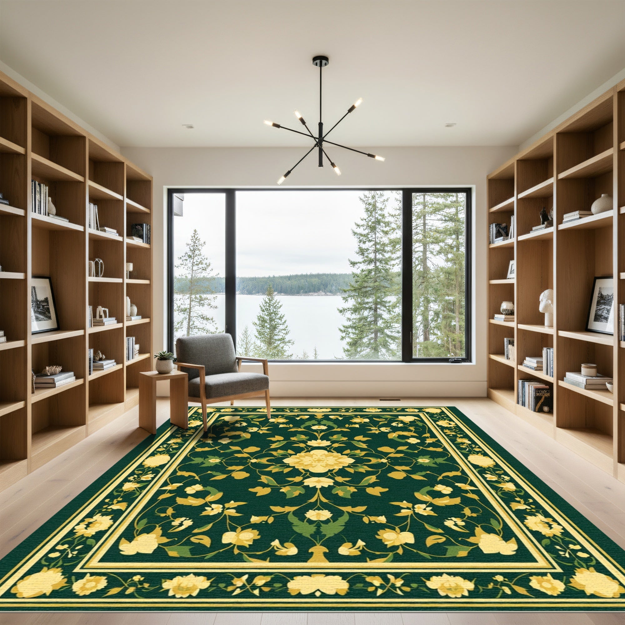 Emerald Green Floral Palace Rug