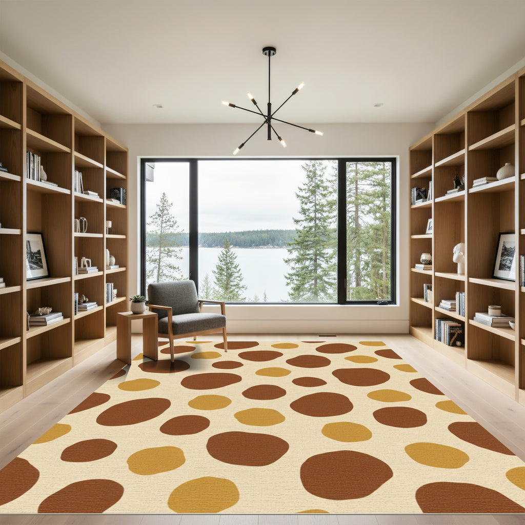 Brown Mustard Polka Dot Scatter Rug