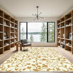 Golden Floral Vine Scroll Rug