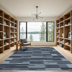 Abstract Gray Tonal Landscape Blocks Rug