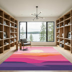 Pink Sunset Horizon Layered Landscape Rug