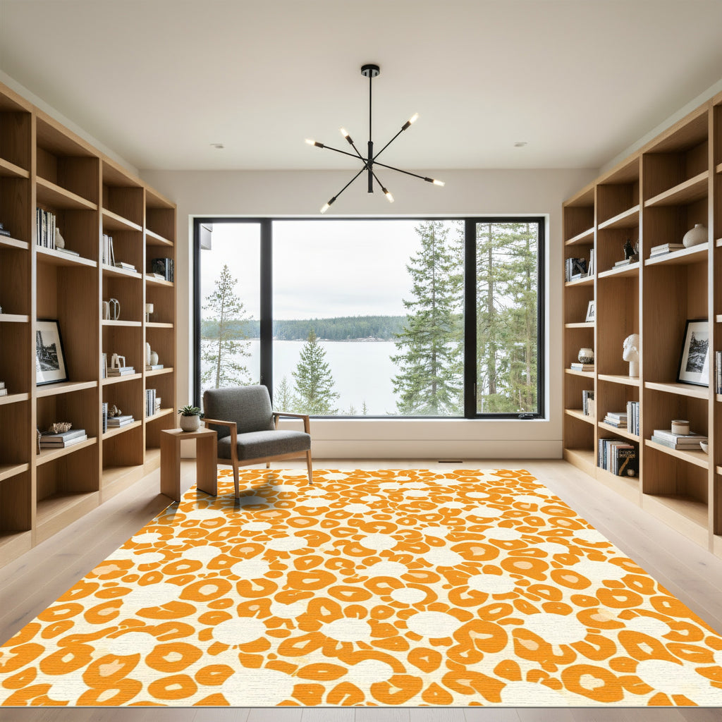 Orange Daisy Leopard Burst Rug