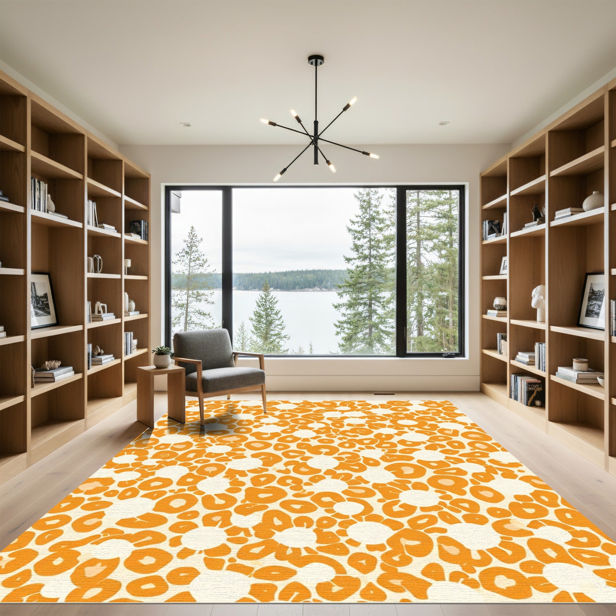 Orange Daisy Leopard Burst Rug