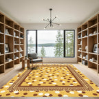 Golden Yellow Polka Dot Border Rug