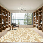 Sandy Beige Swirl Leaf Rug