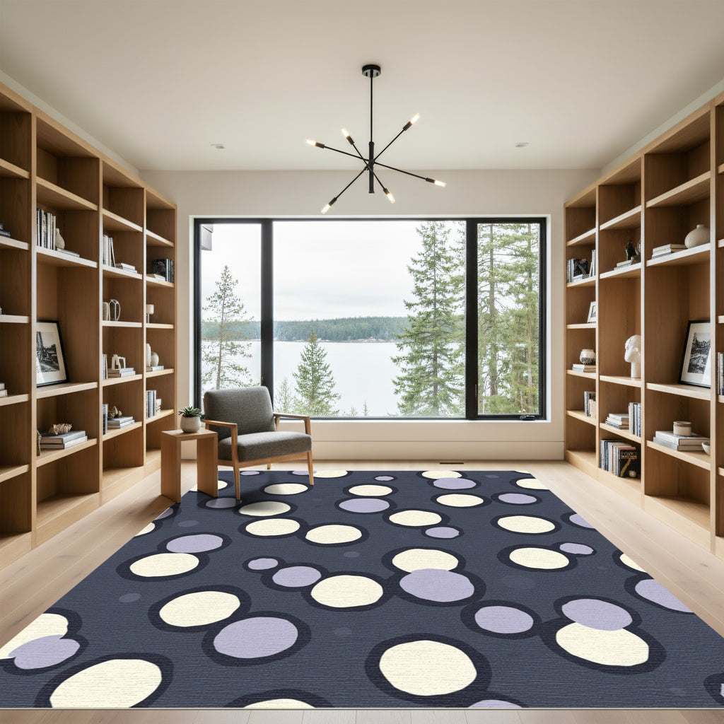 Delicate Gray Cream Orb Scatter Rug