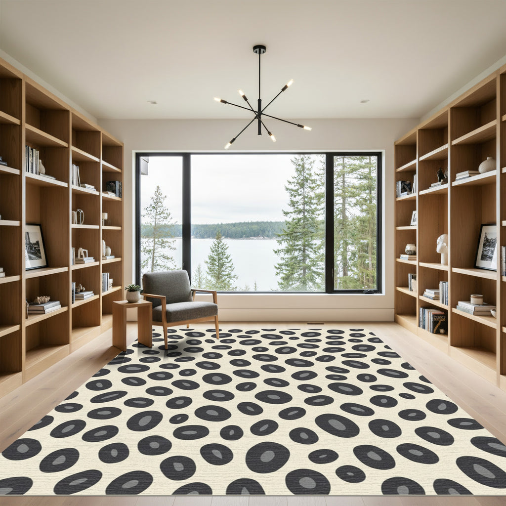 Cream Black Blotch Spot Rug