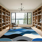 Layered Wavy Landscape Blues Rug