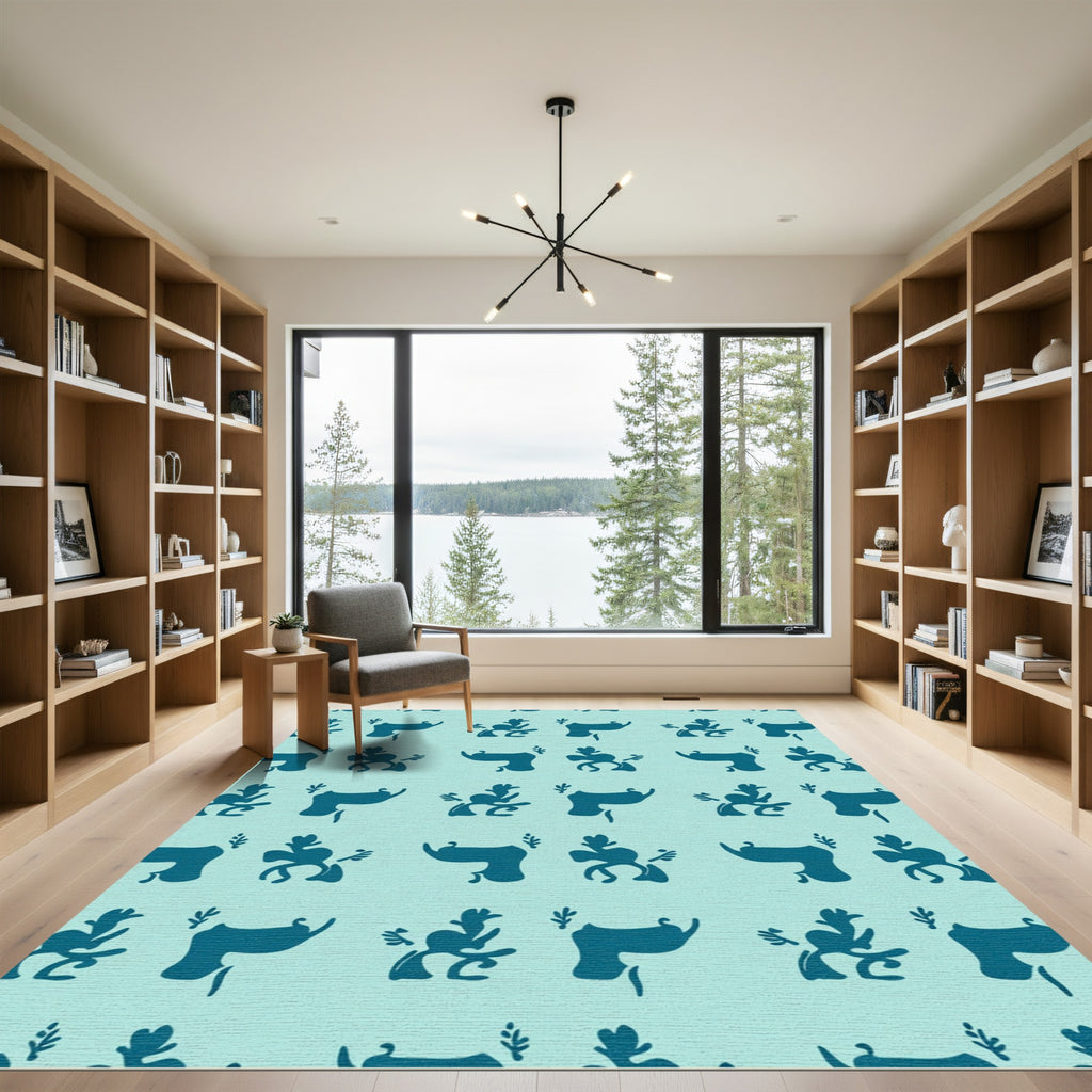 Teal Abstract Fauna Floral Accent Rug