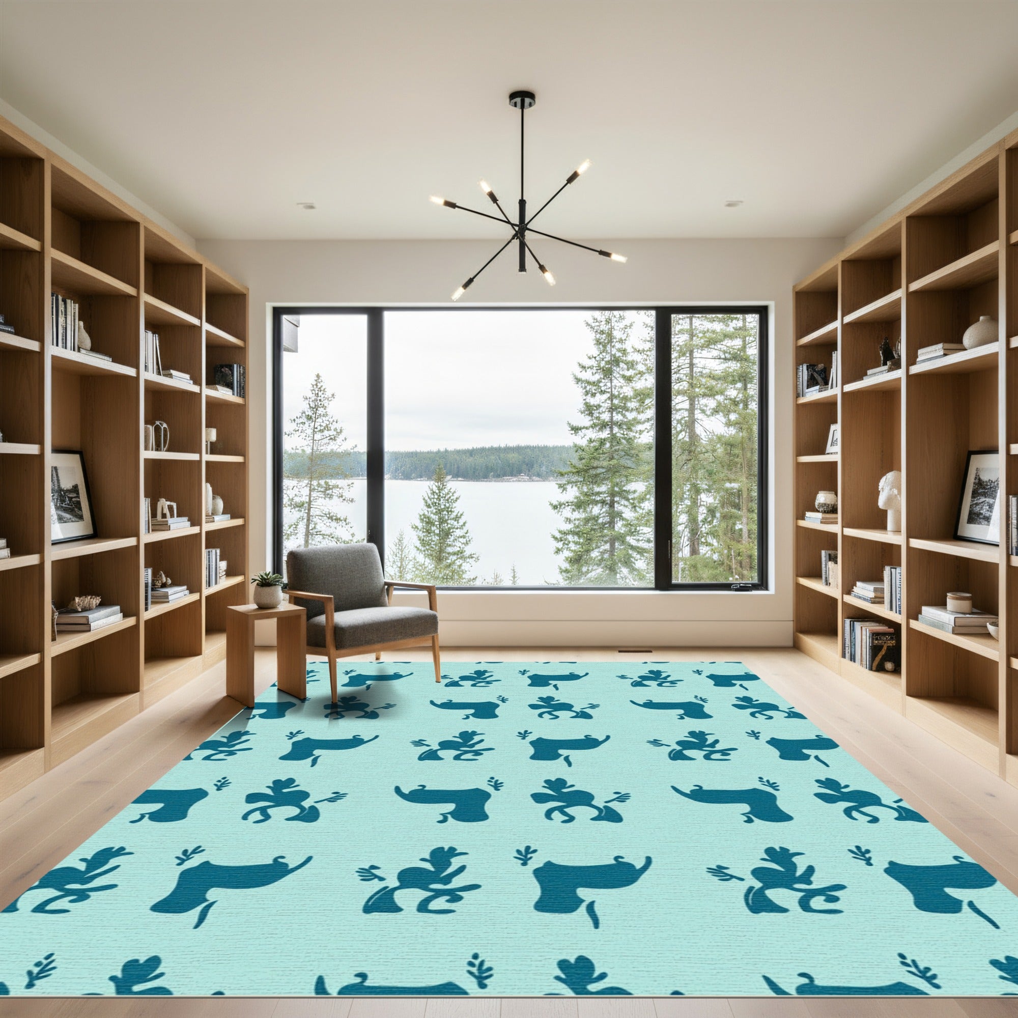 Teal Abstract Fauna Floral Accent Rug