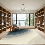 Deep Blue Gradation Concentric Rings Rug
