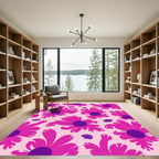 Vibrant Fuchsia Floral Field Rug
