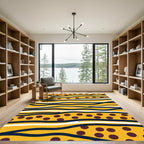 Sunny Yellow Dot Wave Lines Rug