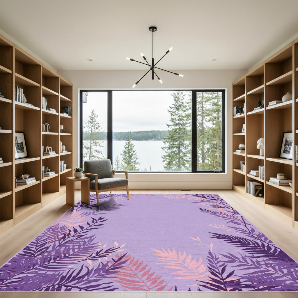 Purple Floral Branches Garden Rug