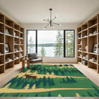 Deep Forest Deer Silhouette Landscape Rug