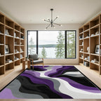 Purple White Gray Swirl Abstract Rug