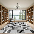 Monochromatic Abstract Checkered Flow Rug