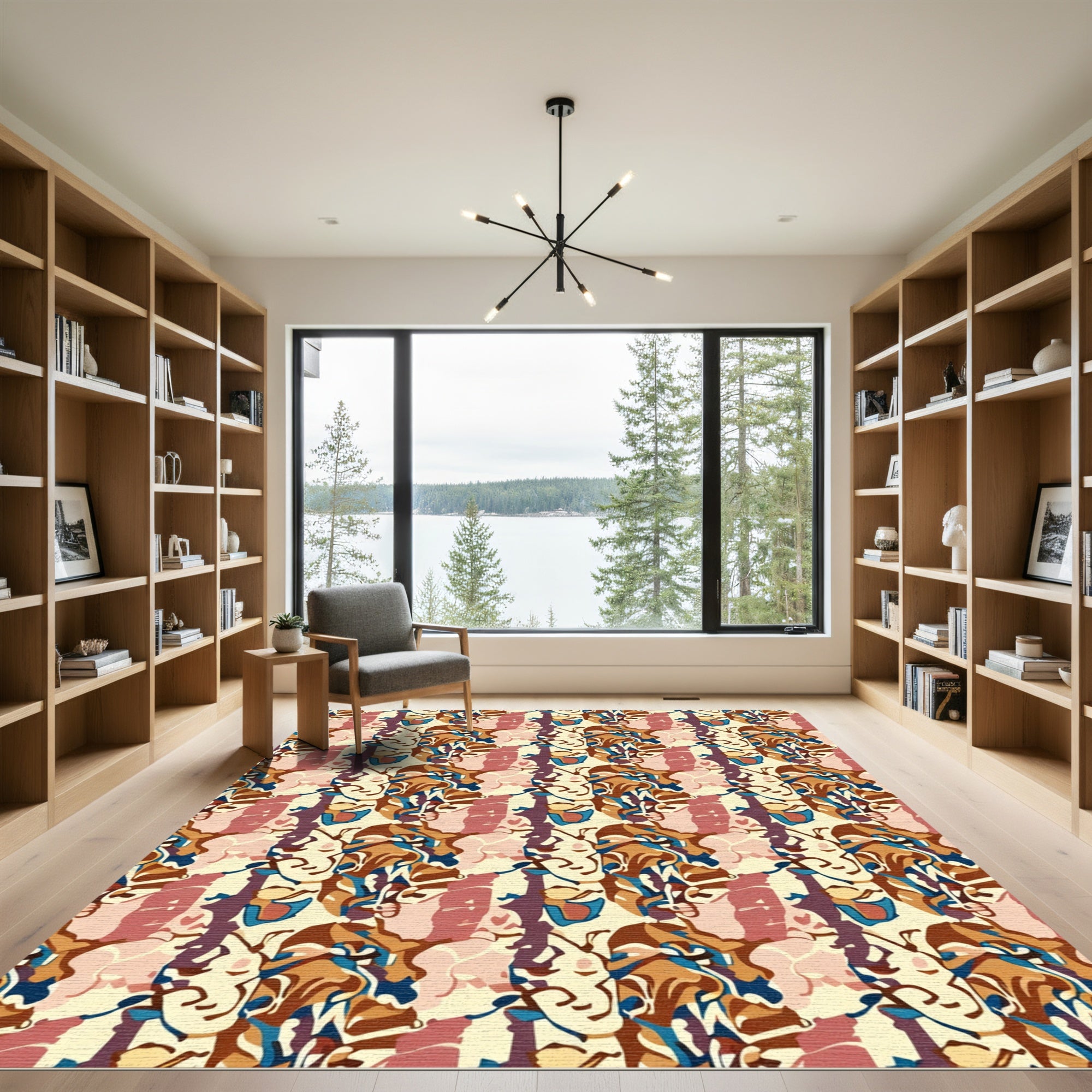 Abstract Face Collage Earthy Tones Rug
