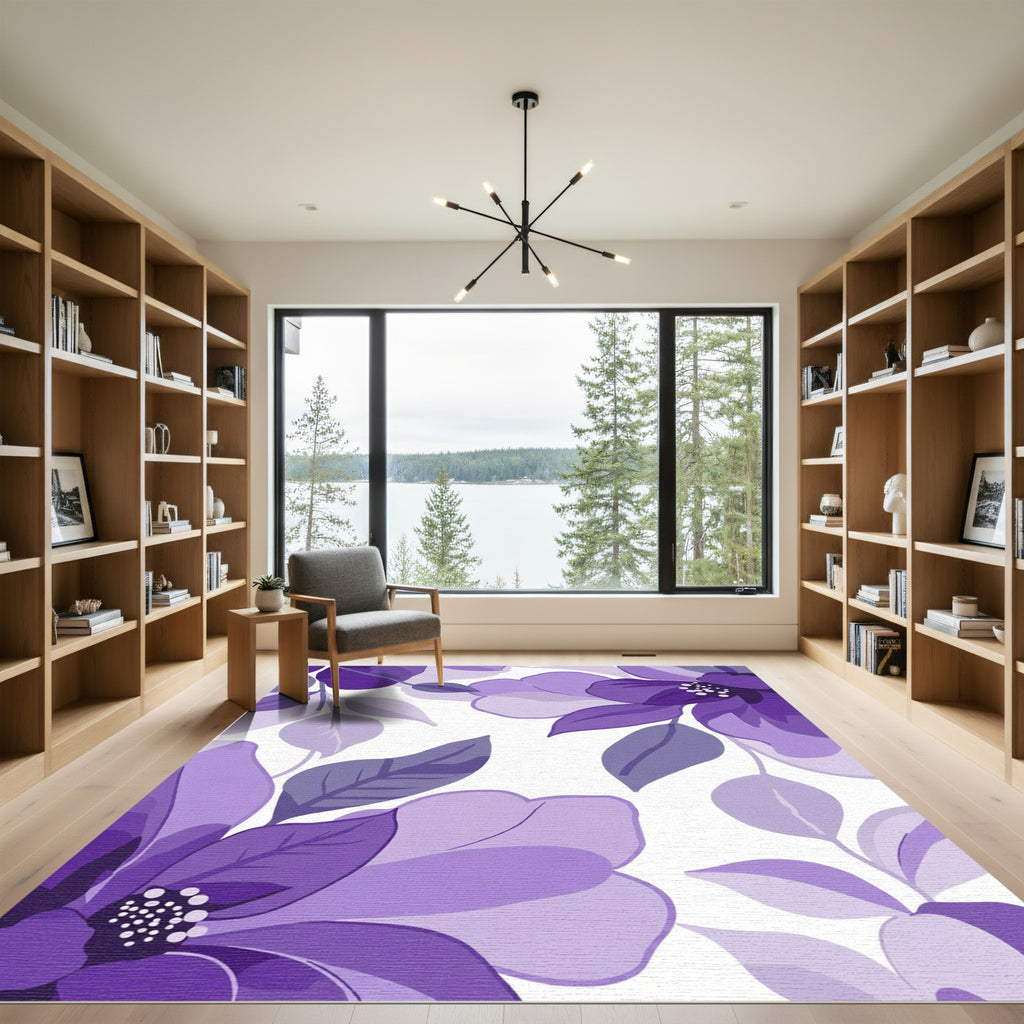 Abstract Purple Floral Botanical Rug