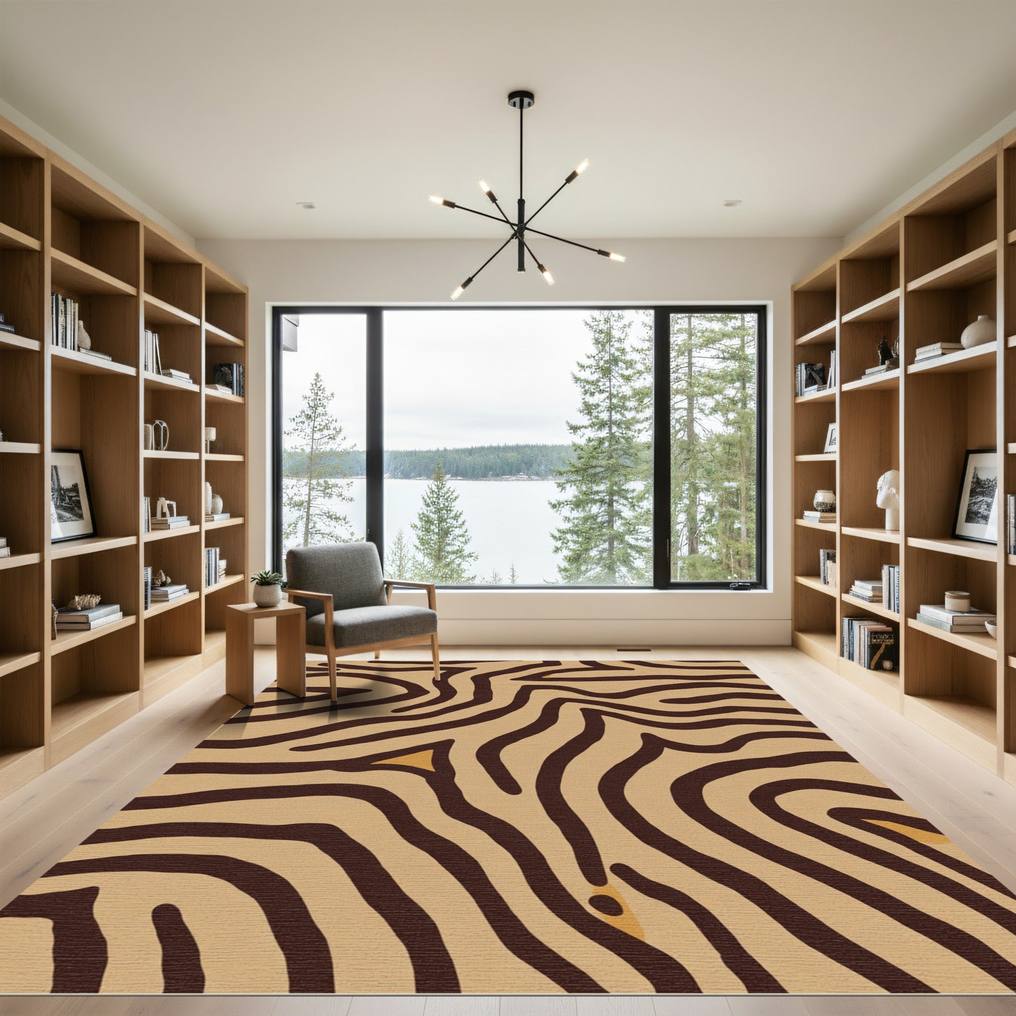 Earthy Brown Animalistic Stripe Rug