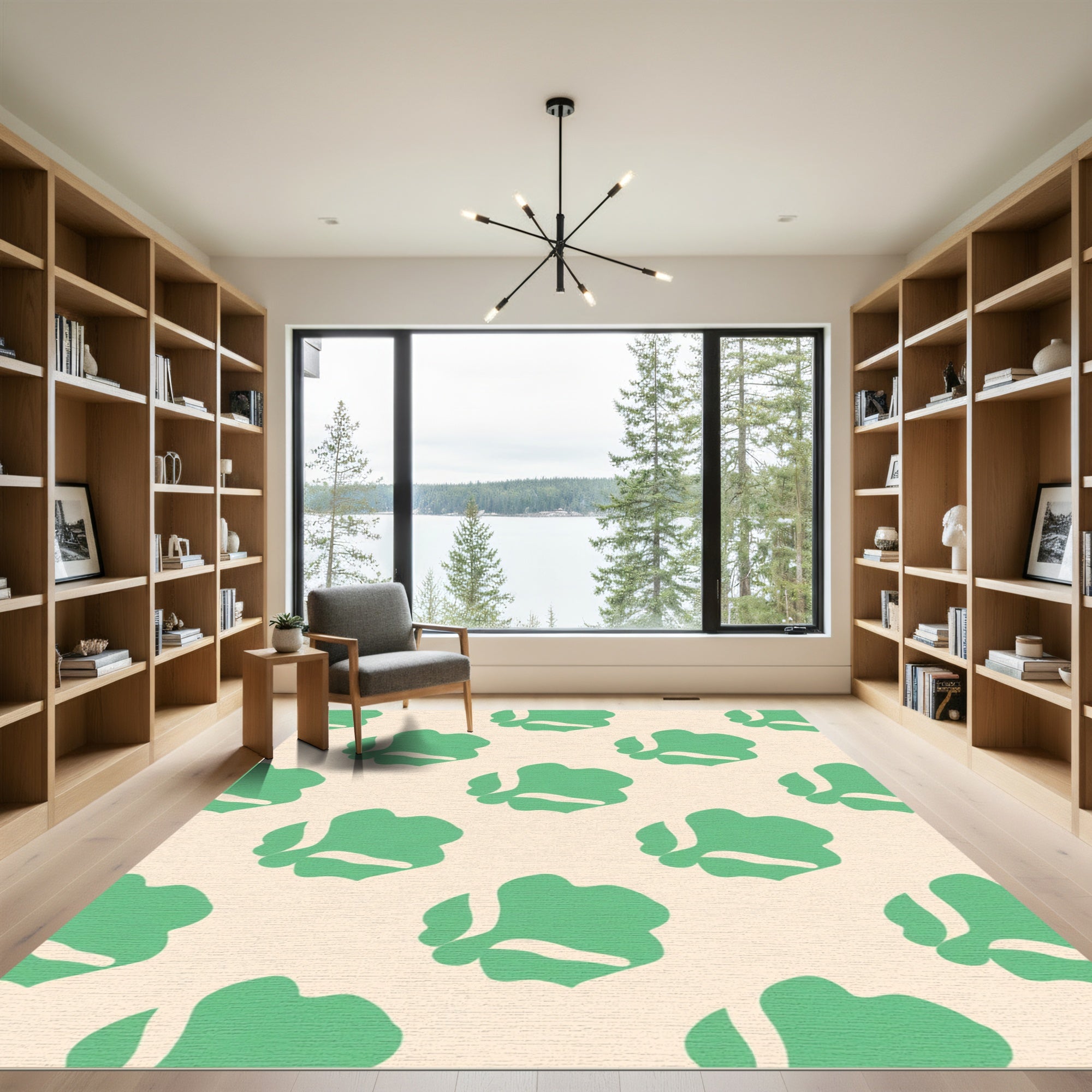 Mint Green Floral Abstract Repeat Rug