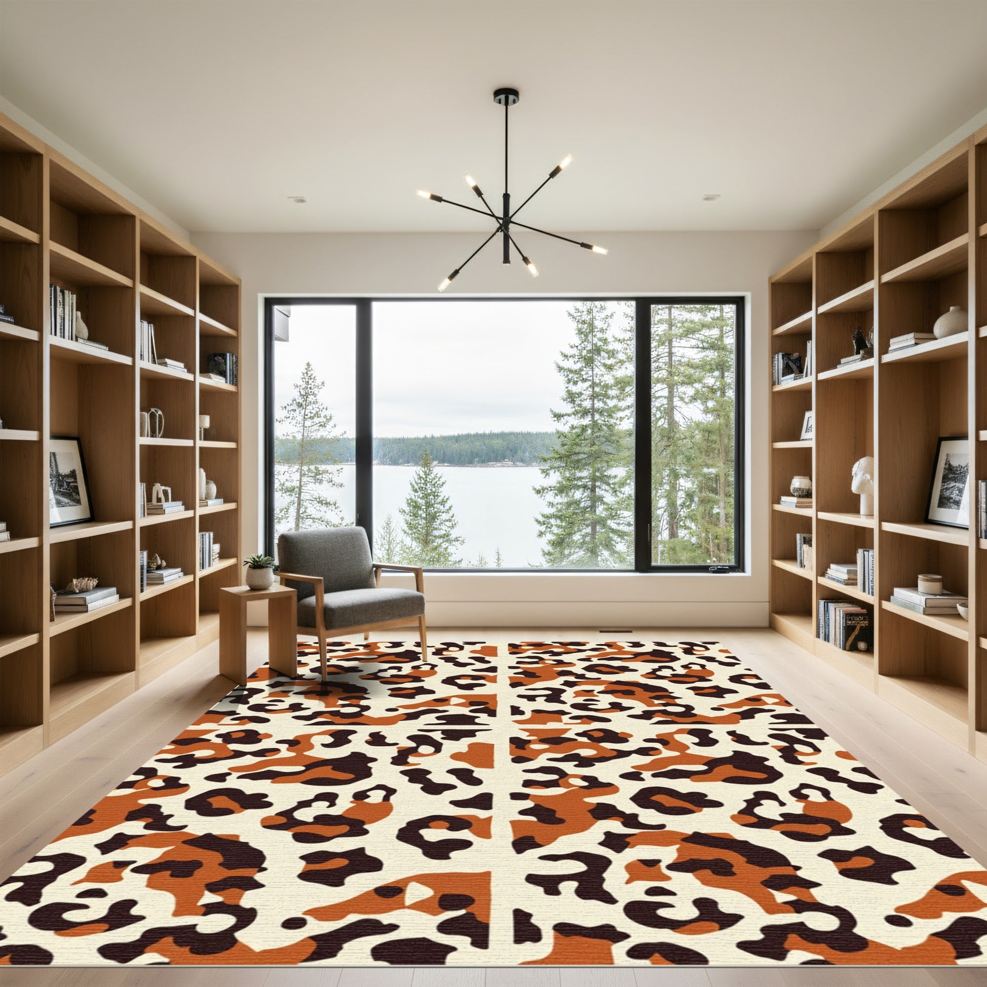 Classic Leopard Print Color Splash Rug