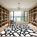 Organic Pebble Black White Abstract Rug
