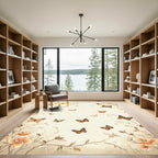 Whimsical Orange Butterfly Garden Scene Rug