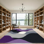 Abstract Purple and Gray Wavy Layers Rug