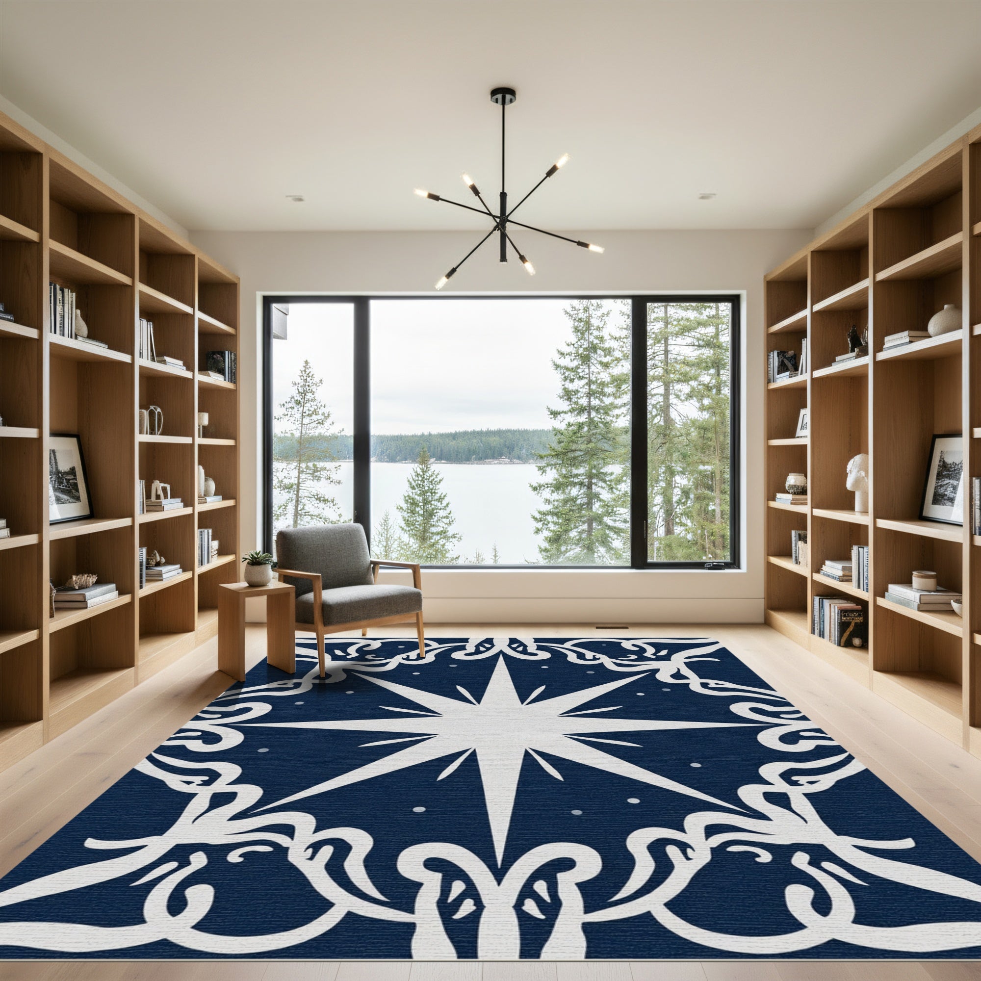 Deep Navy Celestial Starburst Rug