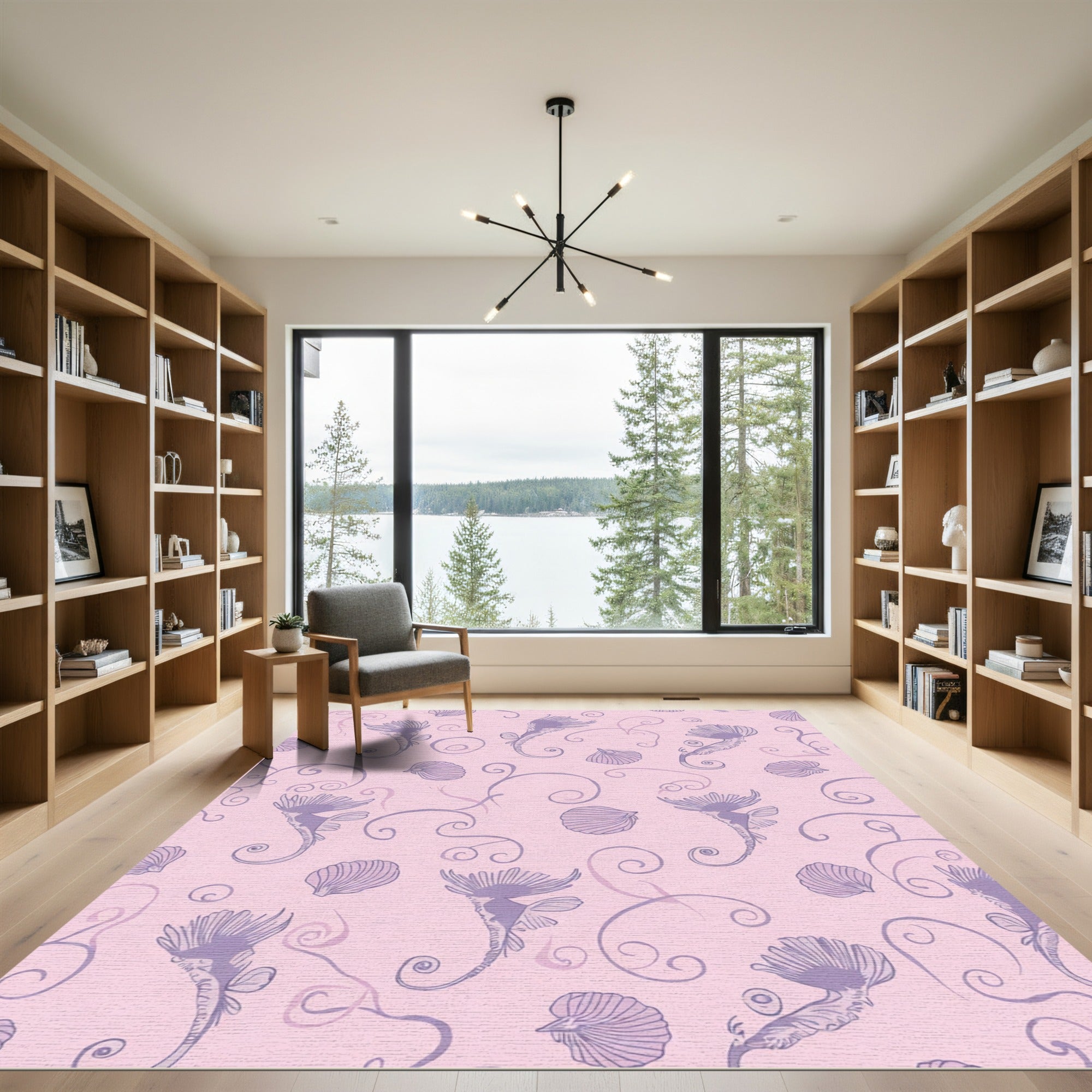 Lilac Seahorse Shell Swirls Rug
