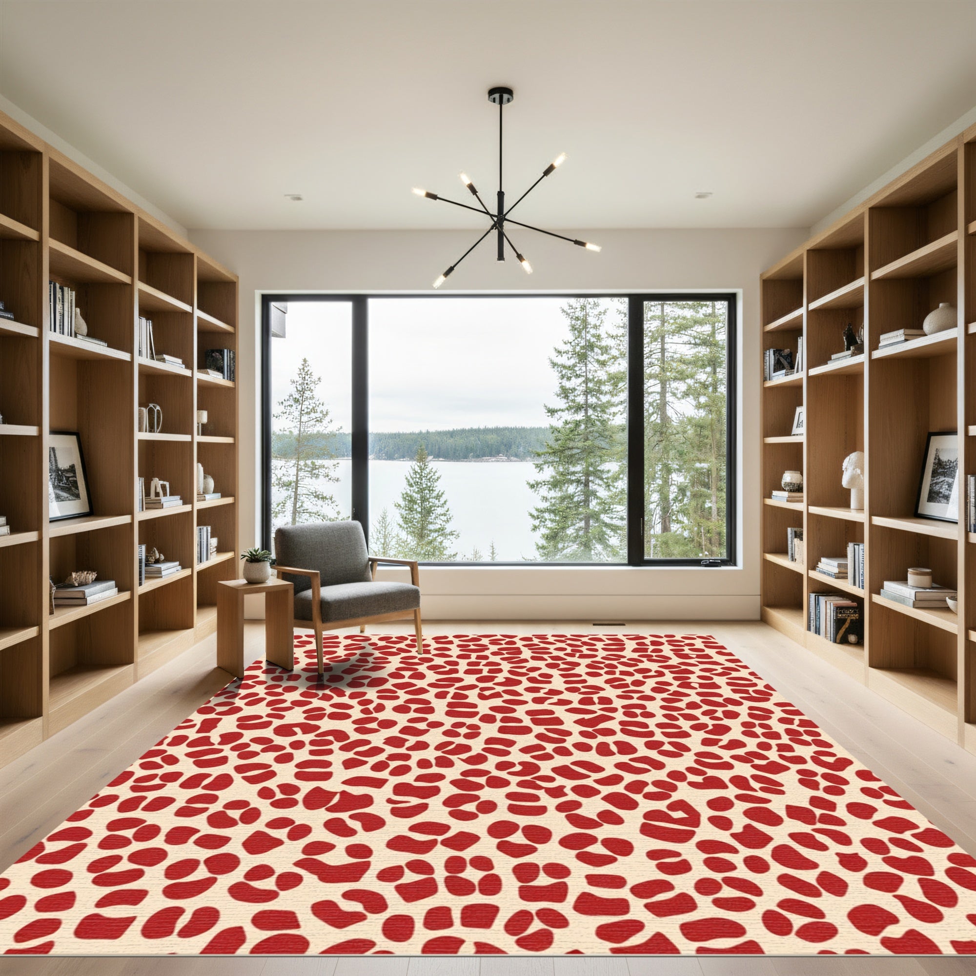 Cream Red Giraffe Spots Variation Rug