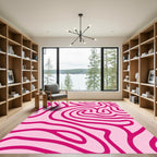 Pink Swirls Abstract Line Art Rug