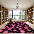Pink Abstract Circles Swirls Rug