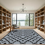 Gray Geometric Lattice Diamond Rug