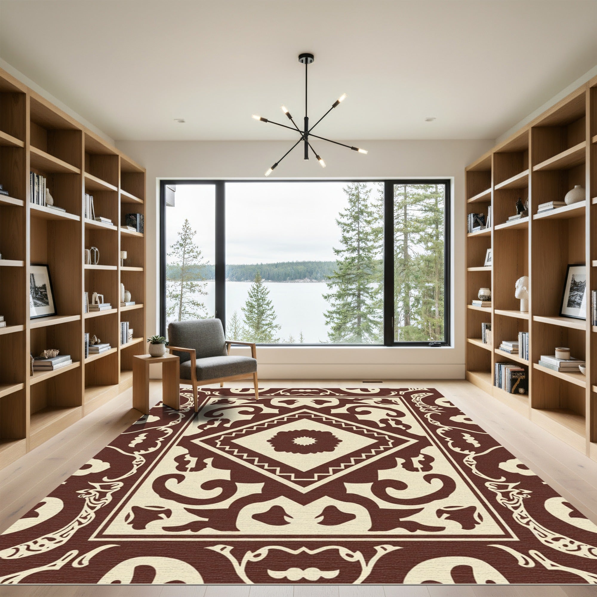 Brown Cream Tribal Medallion Rug