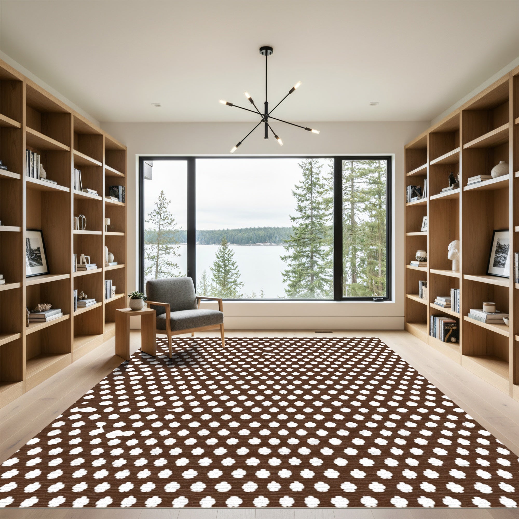 Brown White Dot Cluster Rug
