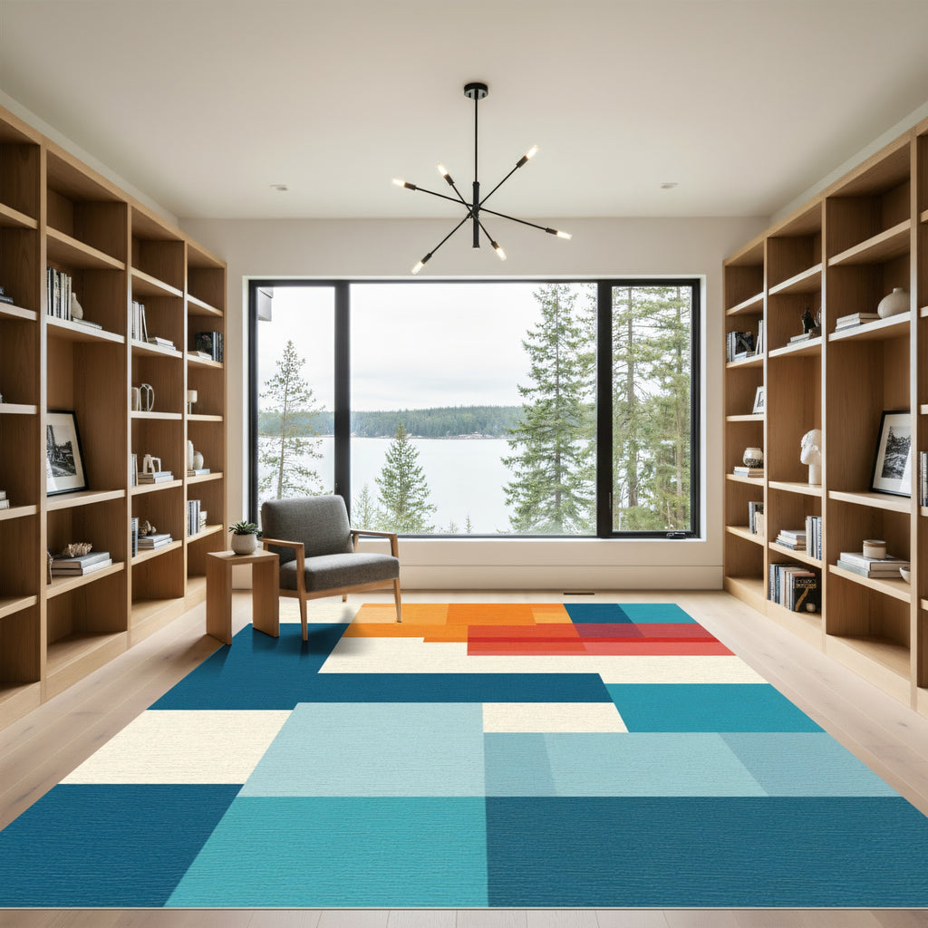 Abstract Geometric Blocks Color Blocks Rug