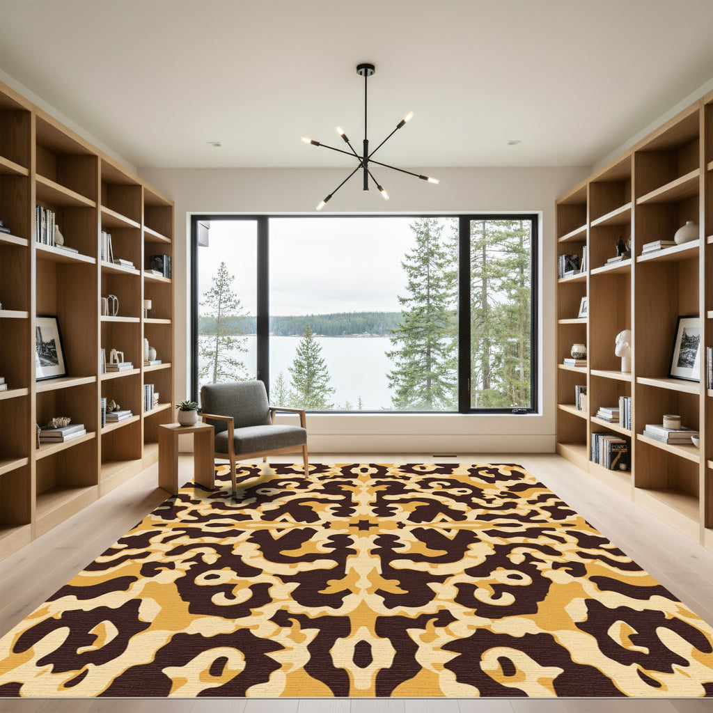 Rich Ochre Baroque Ornamental Rug