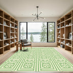 Pale Green Geometric Lattice Rug