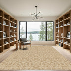 Aged Gold Damask Scroll Rug