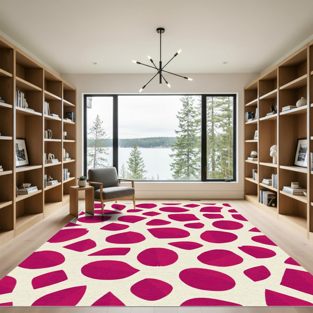 Crimson Petal Scattered Abstract Rug