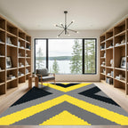Bold Yellow Gray Black X Form Rug