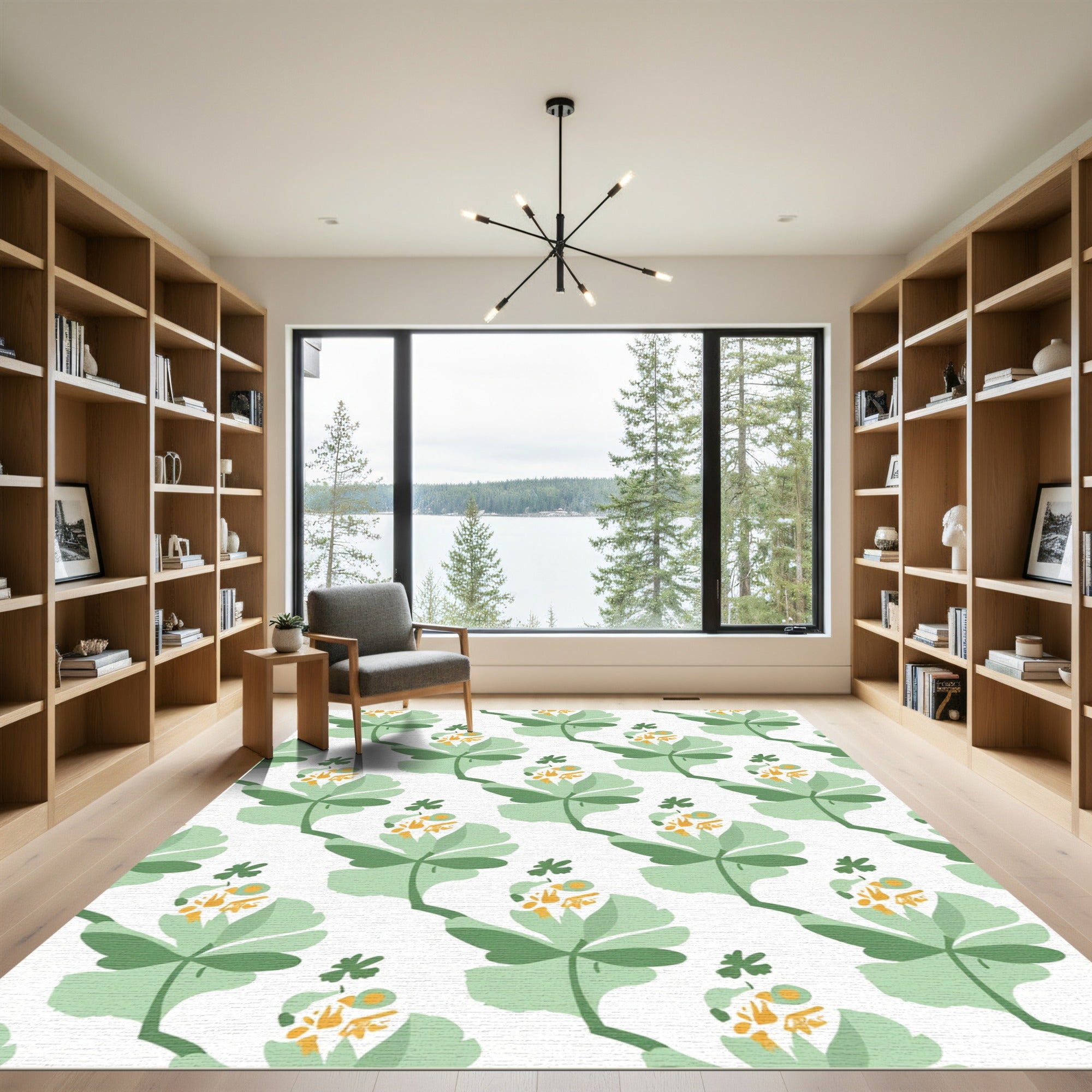 Pastel Green Blossom Cluster Rug
