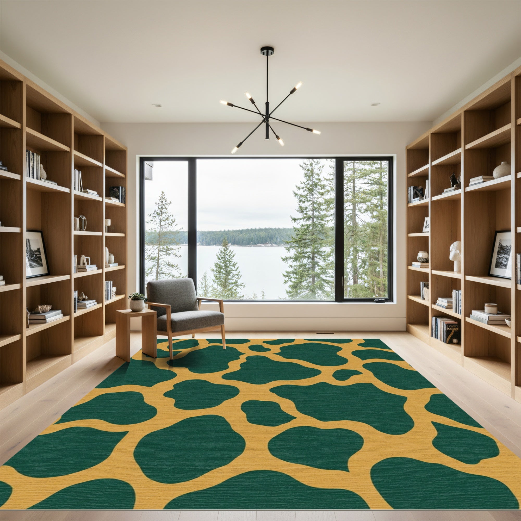 Deep Emerald Golden Spots Rug