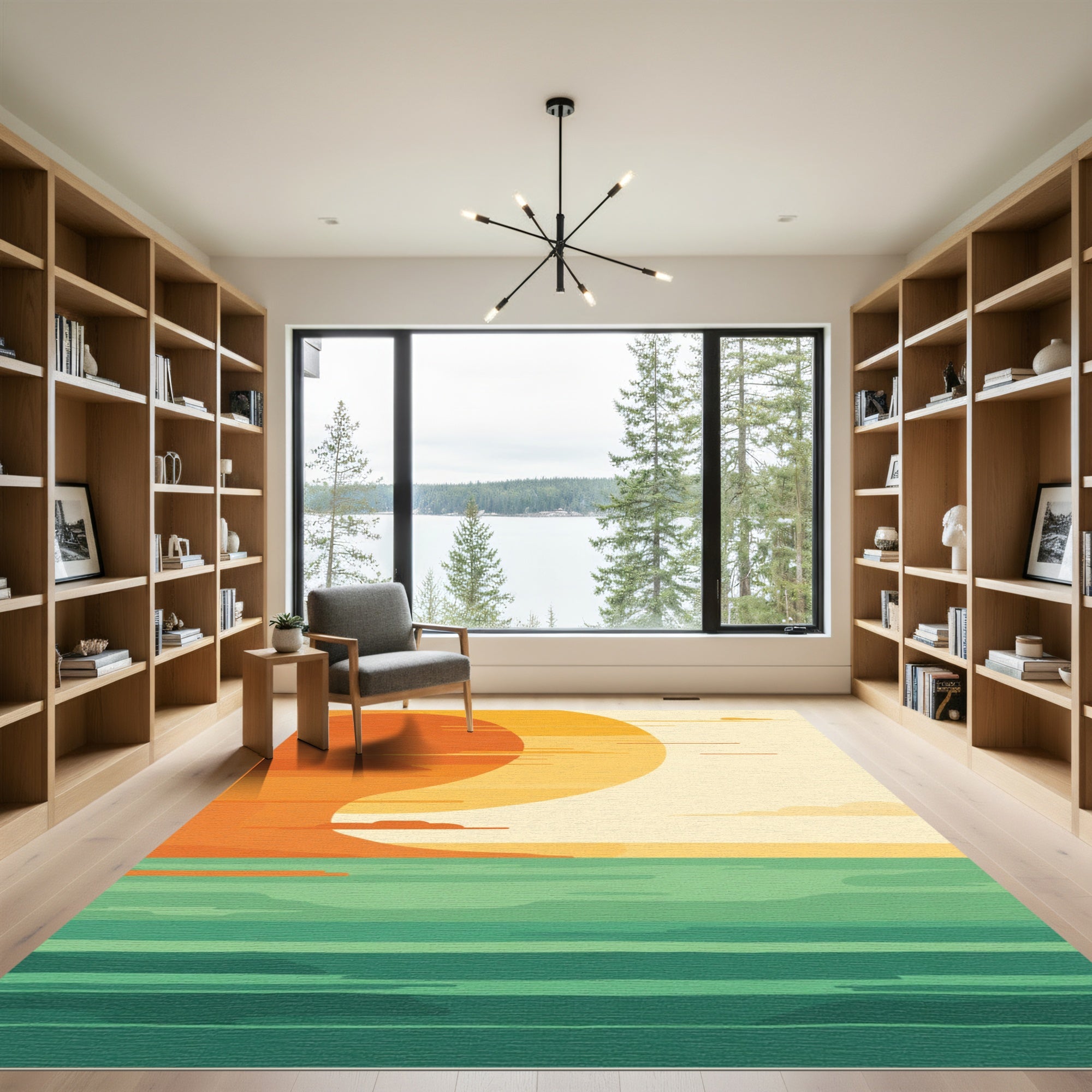 Golden Sunset Horizon Waves Rug